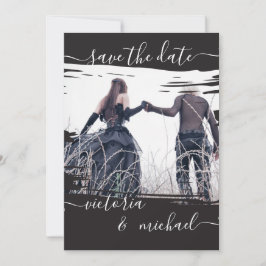 Goth Brush Wedding Foto Save the Date Einladung
