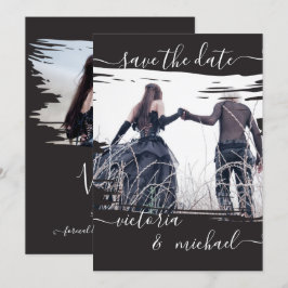 Goth Brush Wedding Foto Save the Date Einladung