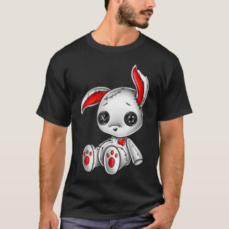 Goth Bunny Cute Gothic White Bunny Red Heart T-Shirt