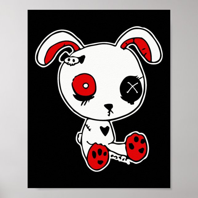 Goth Bunny Lazy Halloween Kostüm Beängstigend Goth Poster (Vorne)