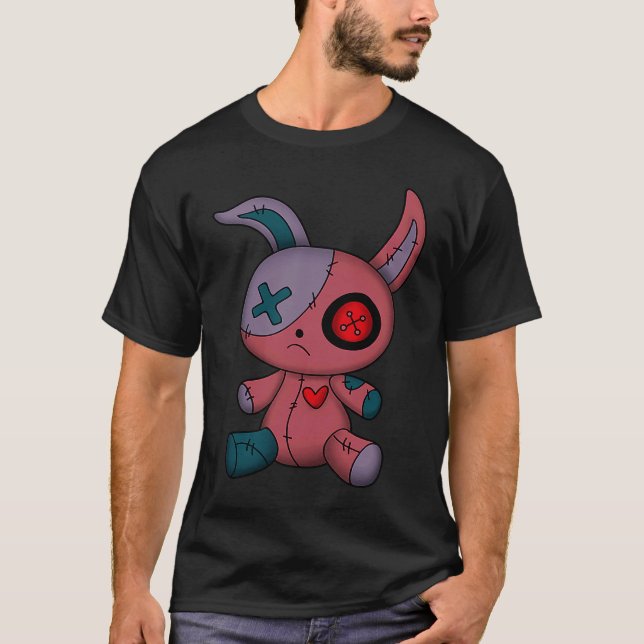 Goth Bunny Niedlich Gothic Teen Creepy Voodoo Pupp T-Shirt (Vorderseite)