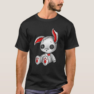 Goth Bunny Niedlich Gothic White Bunny Red Heart T-Shirt