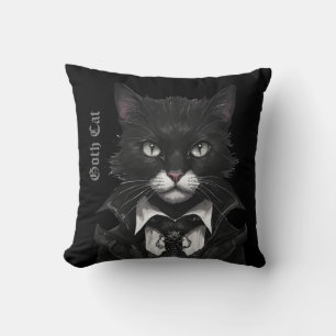 Goth Cat cushion gothion Black Whimsygoth Kissen