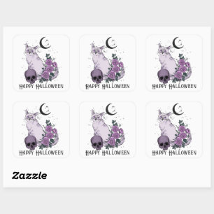 Goth Cat Gothic Halloween Wünsche Quadratischer Aufkleber