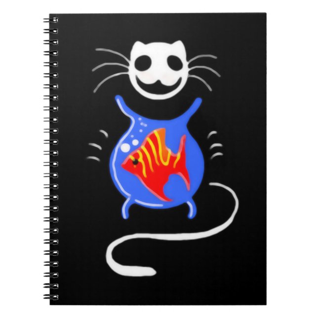 Goth Cat Halloween Cat Spiral Foto Notebook Notizblock (Vorderseite)
