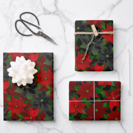 Goth Christmas Poinsettia Geschenkpapier Set