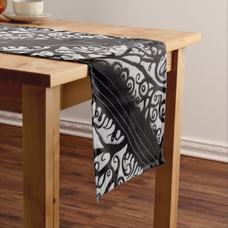 Goth Christmas Table Runner - Schwarz und Weiß Kurzer Tischläufer