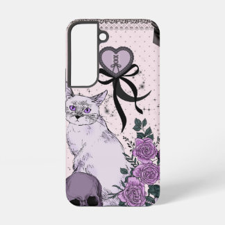 Goth Coquette Cat Phone Case – Pink & Black Samsung Galaxy Hülle