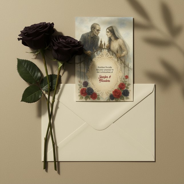 Goth Couple Zombie Halloween Wedding Begleitkarte (Goth Couple Zombie Halloween Wedding Enclosure Card
)