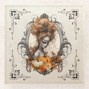 Goth Creepy Lady Pumpkins Glasuntersetzer