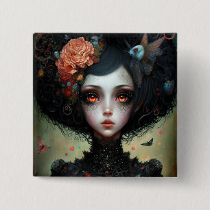Goth Creepy Niedlich Girl Gothic Button