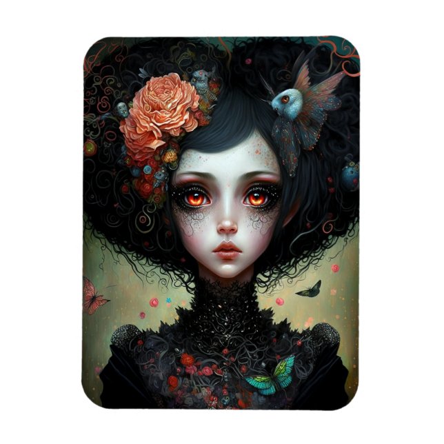 Goth Creepy Niedlich Girl Gothic Magnet (Vertikal)