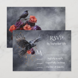 Goth Crow Floral Wedding Response Cards UAWG Einladung