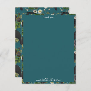 Goth Crows & Black Rose Tief Aquamarines Muster Dankeskarte