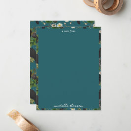 Goth Crows & Black Rose Tief Aquamarines Muster Mitteilungskarte