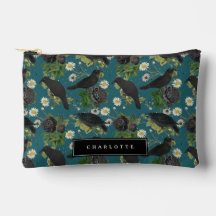 Goth Crows & Black Rose Tief Aquamarines Muster