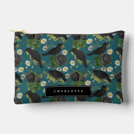 Goth Crows & Black Rose Tief Aquamarines Muster Zubehörtasche