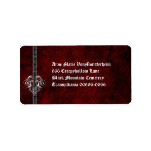 Goth Damask Silver Heftadresse Label Adressaufkleber