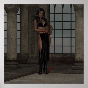 Goth Dark Fantasy African Vampire Woman Poster