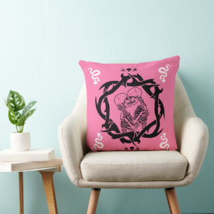 Goth Dark Pink Romantic Lovers Geschenk Kissen