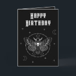 Goth Deaths Head Hawk Moth Birthday Card Karte<br><div class="desc">Schwarz-Weiß-Goth-Geburtstagskarte mit einer Todeskopfköpfe-Motte und Himmelsmonden und Sternen. Der gesamte Text auf der Vorderseite und im Inneren ist vollständig editierbar,  um eigene Namen und Nachrichten hinzuzufügen</div>