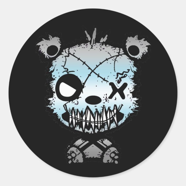 Goth Demiboy Pride Flag gefärbter Bär Runder Aufkleber (Vorderseite)