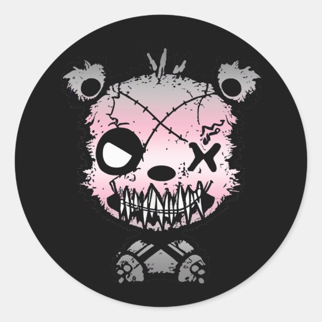 Goth Demigirl Pride Flag farbiger Bär Runder Aufkleber (Vorderseite)