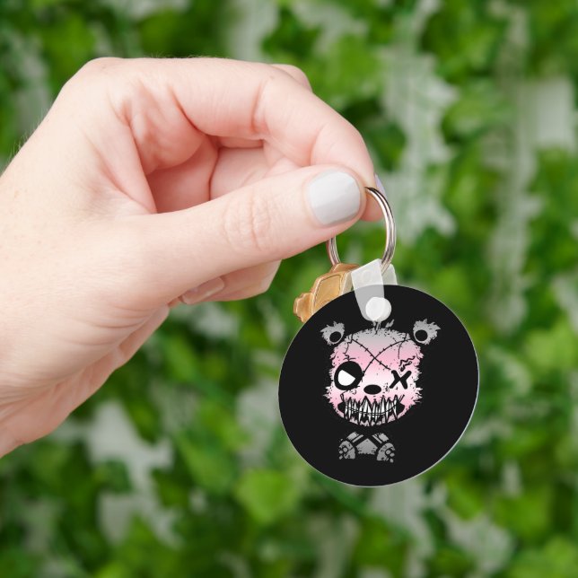 Goth Demigirl Pride Flag farbiger Bär Schlüsselanhänger (Hand)