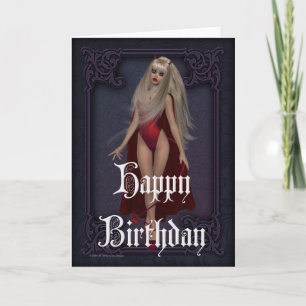 Goth Devil Woman 3 Happy Birthday Card Karte