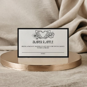 Goth Diaper Raffle Babydusche Skull & Blume Begleitkarte