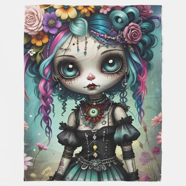 Goth Doll Fleece Blanket (Vorderseite)