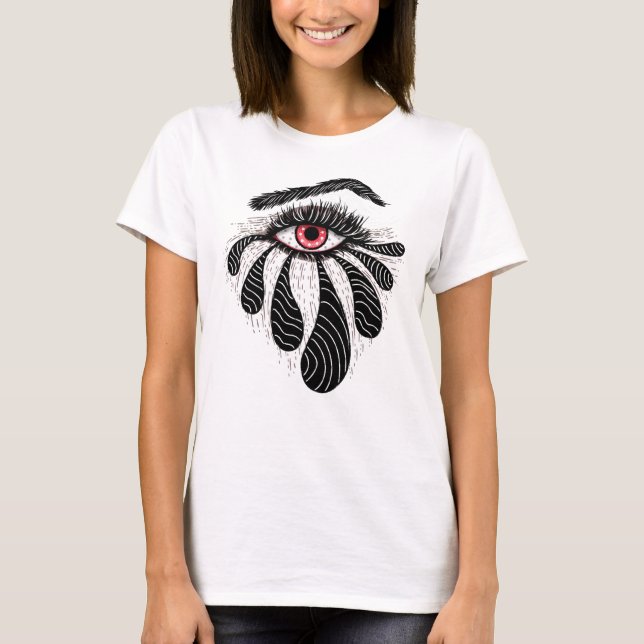Goth Eye Ink Zeichnend Tattoo Art T-Shirt (Vorderseite)