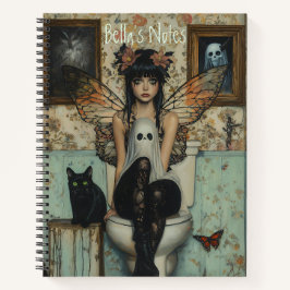Goth Fairy & Ghost Sitting auf Toilette Quirky Cus Notizbuch