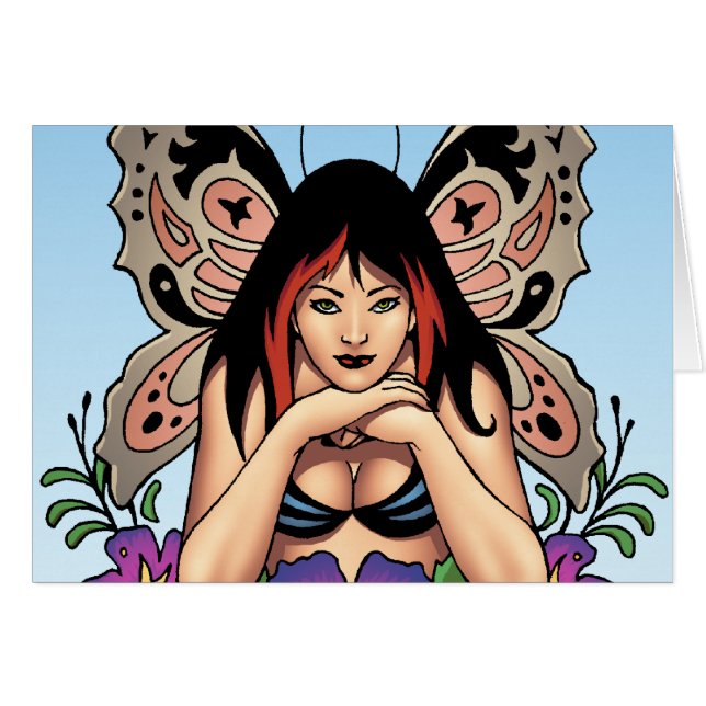 Goth Fee mit Blumen, Schmetterlings-Flügel durch (Vorderseite (Horizontal))