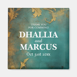 Goth Floral Aquamarin und Gold Magnet