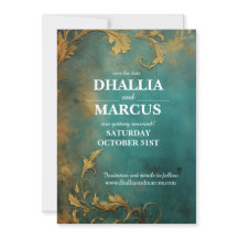 Goth Floral Aquamarin und Gold