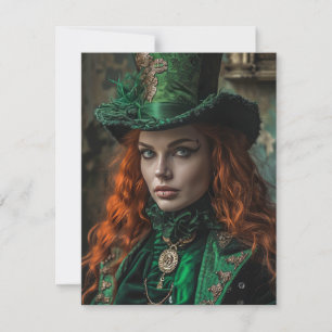 Goth-Frau am St. Patrick's Day Mitteilungskarte