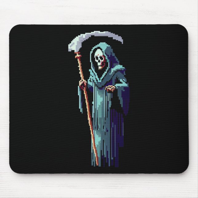 Goth-Gamer 8-Bit-Pixel-Art-Videospiel Sensenmann  Mousepad (Vorne)