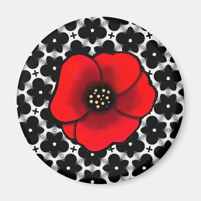 Goth-Garten-Mohn-Blumen Magnet (Vorne)