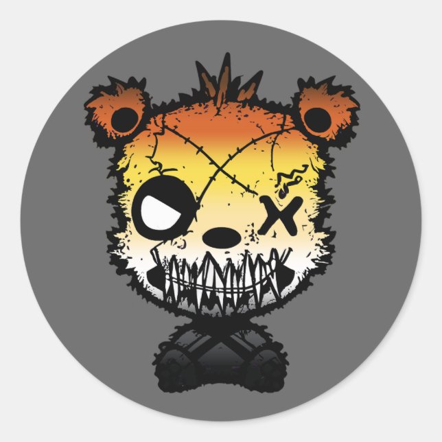 Goth Gay Bear Pride Flag farbiger Bär Runder Aufkleber (Vorderseite)
