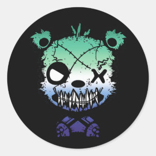Goth Gay MLM Flag farbiger Bär Runder Aufkleber