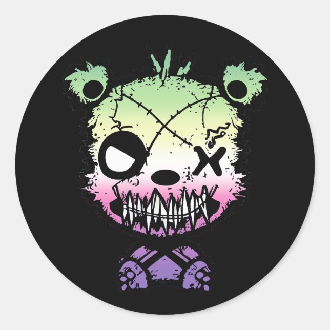 Goth Genderfade Pride Flag farbiger Bär Runder Aufkleber (Vorderseite)