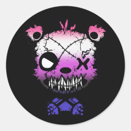 Goth Genderfluid Pride Flag farbiger Bär Runder Aufkleber