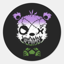 Goth Genderqueer Pride Flag farbiger Bär Runder Aufkleber