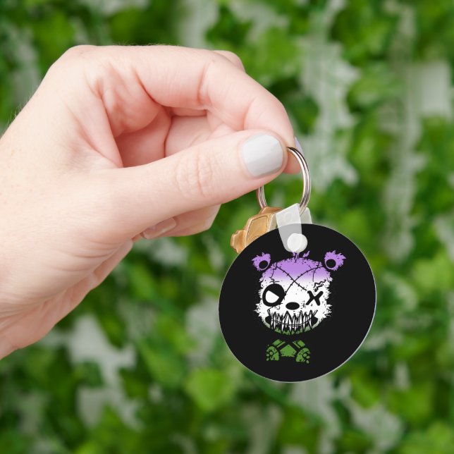 Goth Genderqueer Pride Flag farbiger Bär Schlüsselanhänger (Hand)