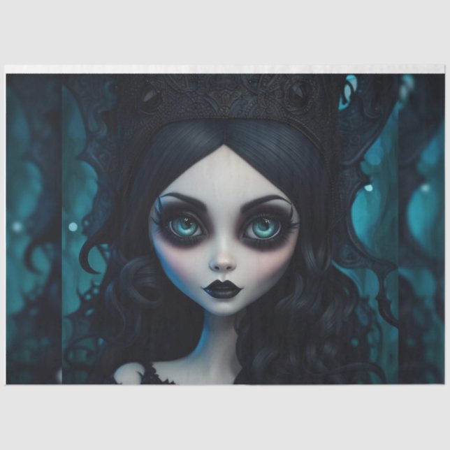 Goth Girl Big Eyes Decoupage Paper Seidenpapier (Vorderseite)