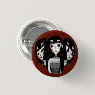 Goth-Girl mit ihren vielen Persönlichkeiten Button