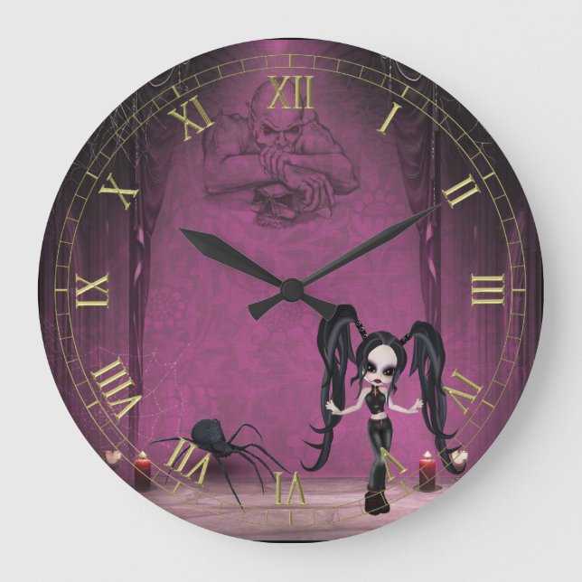Goth Girl mit Spike Wall Uhr (Vorderseite)