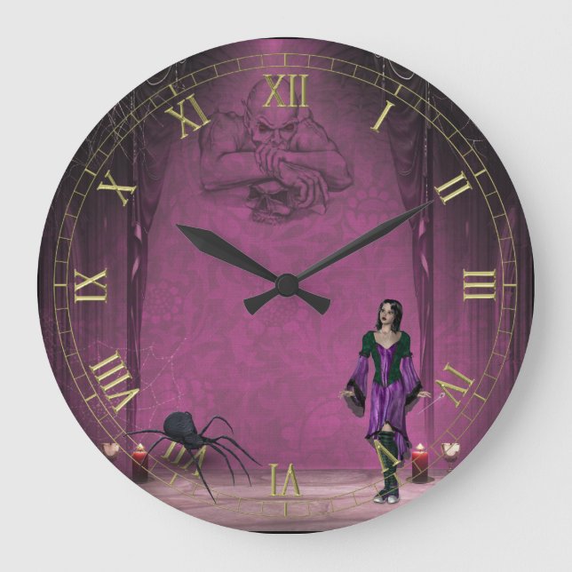 Goth Girl mit Spike Wall Uhr (Vorderseite)