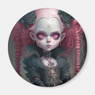 Goth Girl Pink Black Creepy Niedlich Magnet